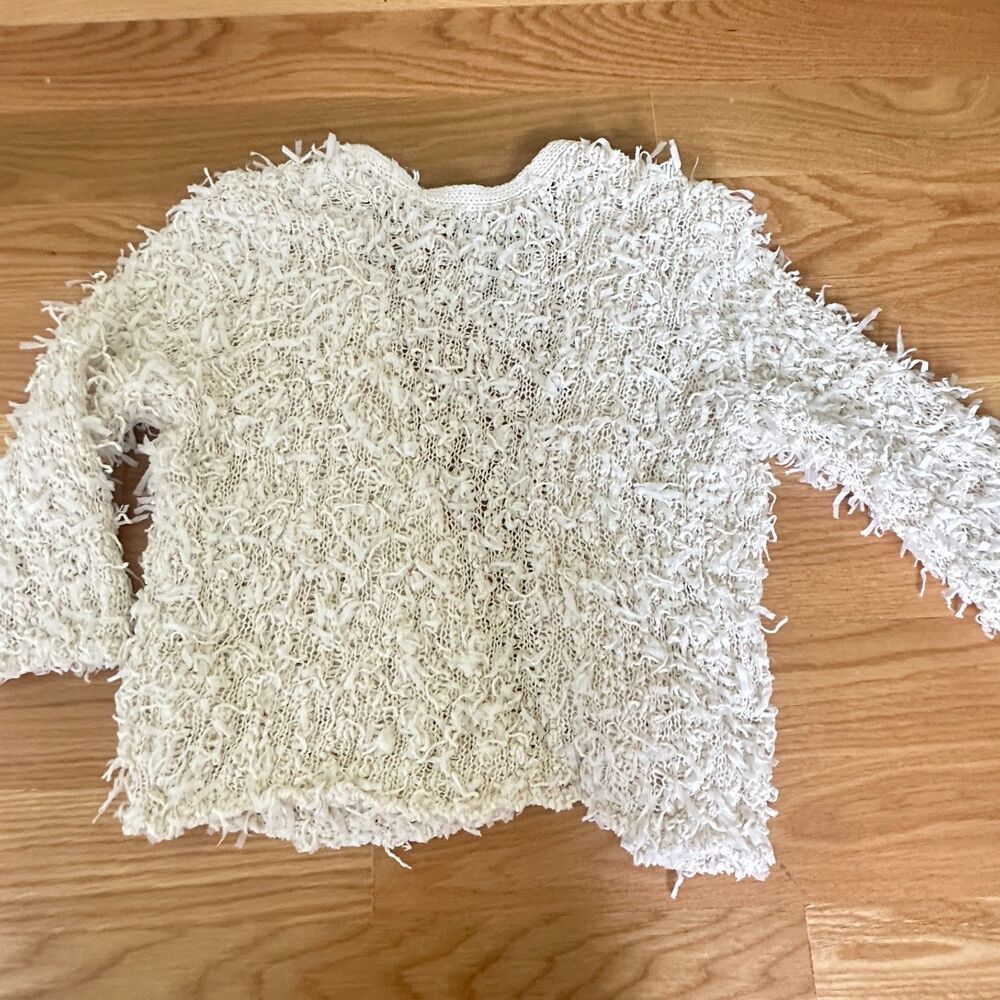 Nic + Zoe Open Cardigan Cream Fuzzy Size M Cropped - Picture 3 of 7